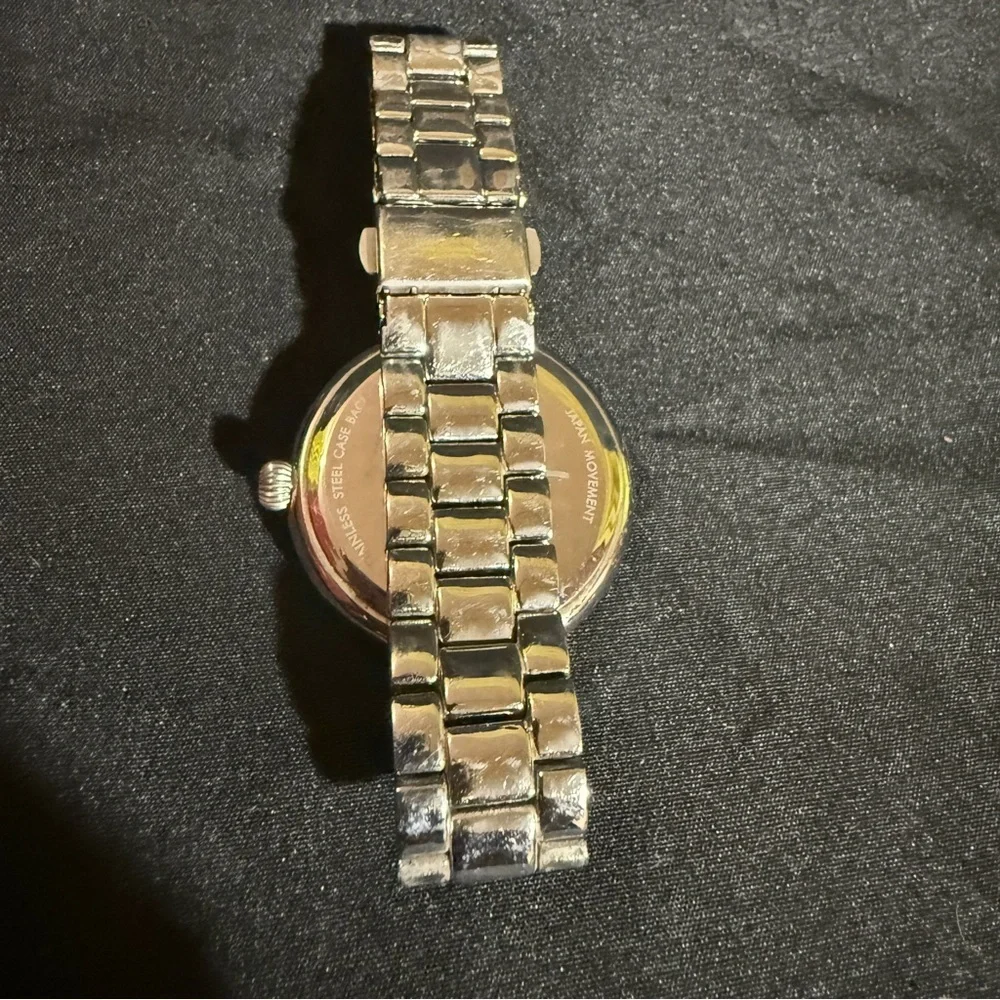 Betsey Johnson Silver Watch with Pink Heart second hand